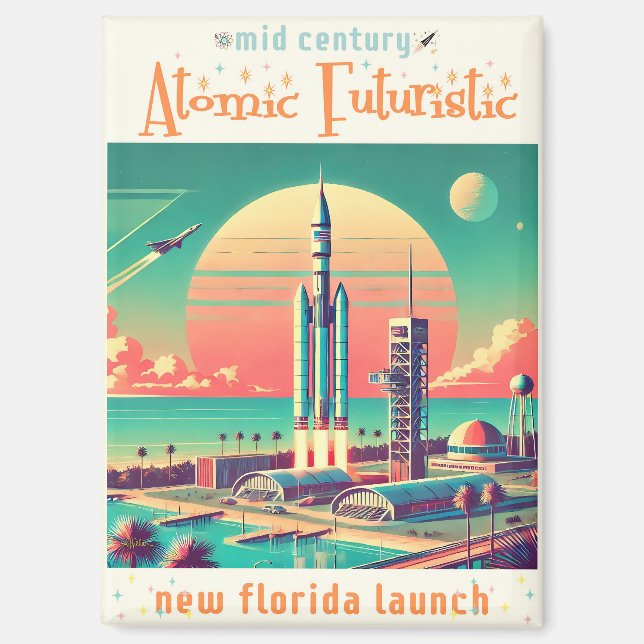 Atomic Futuristic New Florida Launch Site Magnet (Front)