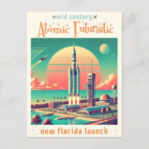 Atomic Futuristic New Florida Launch Site Postcard