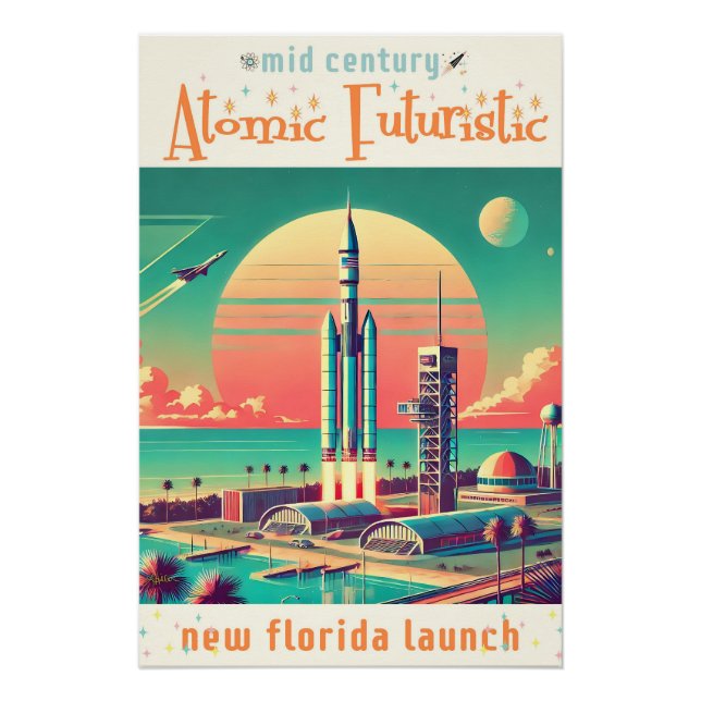 Atomic Futuristic New Florida Launch Site Poster (Front)