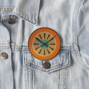 Atomic Futuristic Orange Slice Clock Image 7.5 Cm Round Badge