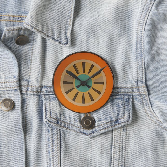 Atomic Futuristic Orange Slice Clock Image 7.5 Cm Round Badge (In Situ)