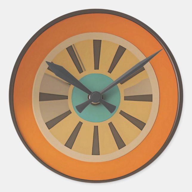 Atomic Futuristic Orange Slice Clock Image Classic Round Sticker (Front)