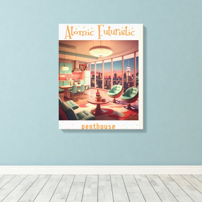 Atomic Futuristic Penthouse Apartment Canvas Print (Insitu(Wood Floor))