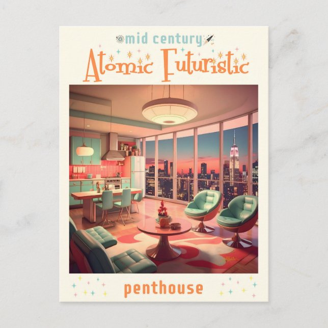 Atomic Futuristic Penthouse Apartment Postcard (Front)