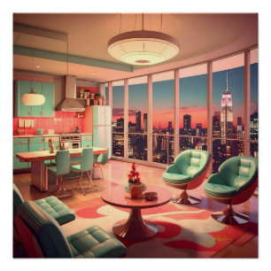Atomic Futuristic Penthouse Apartment Poster