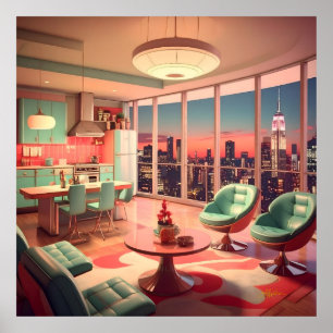 Atomic Futuristic Penthouse Apartment Poster