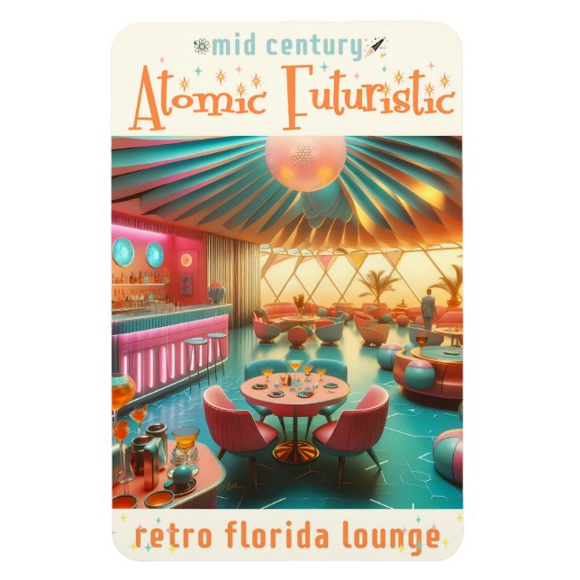 Atomic Futuristic Retro Florida Lounge Magnet (Vertical)
