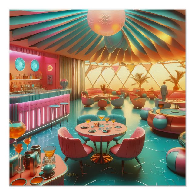 Atomic Futuristic Retro Florida Lounge Poster (Front)
