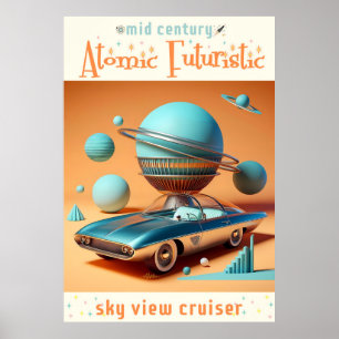 Atomic Futuristic Sky View Cruiser Car  Poster