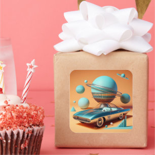 Atomic Futuristic Sky View Cruiser Car  Square Sticker