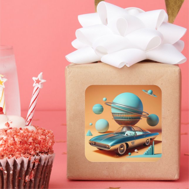 Atomic Futuristic Sky View Cruiser Car  Square Sticker (Party)