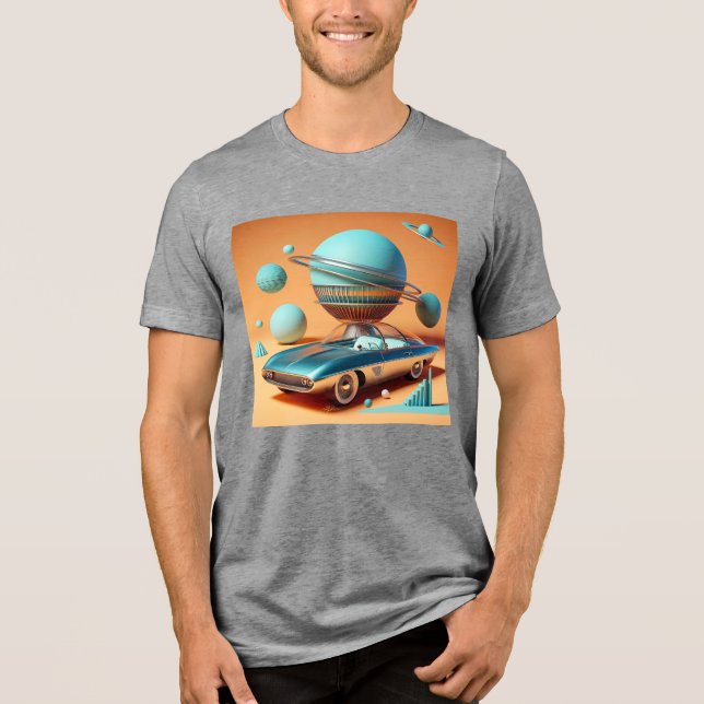Atomic Futuristic Sky View Cruiser Car  Tri-Blend Shirt (Front)