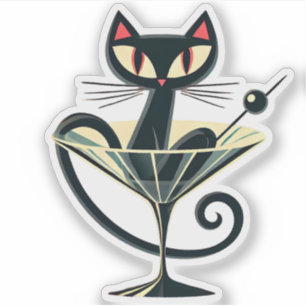 Atomic Futuristic Space Age Black Cat Martini