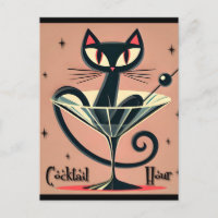 Atomic Futuristic Space Age Black Cat Martini