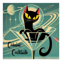 Atomic Futuristic Space Age Black Cat Martini