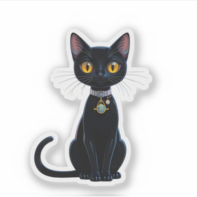Atomic Futuristic Space Age Cosmic Black Cat  (Front)