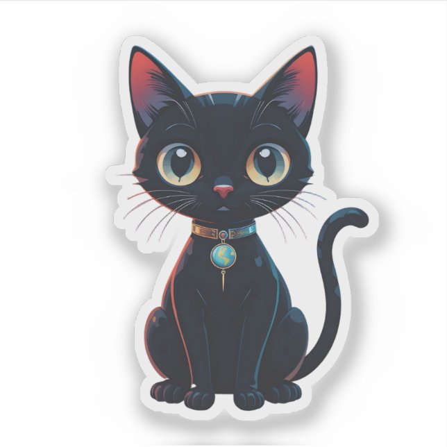 Atomic Futuristic Space Age Cosmic Black Cat  (Front)