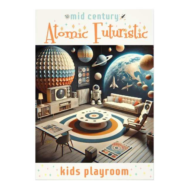 Atomic Futuristic Space Age Kids Playroom Photo Print (Front)