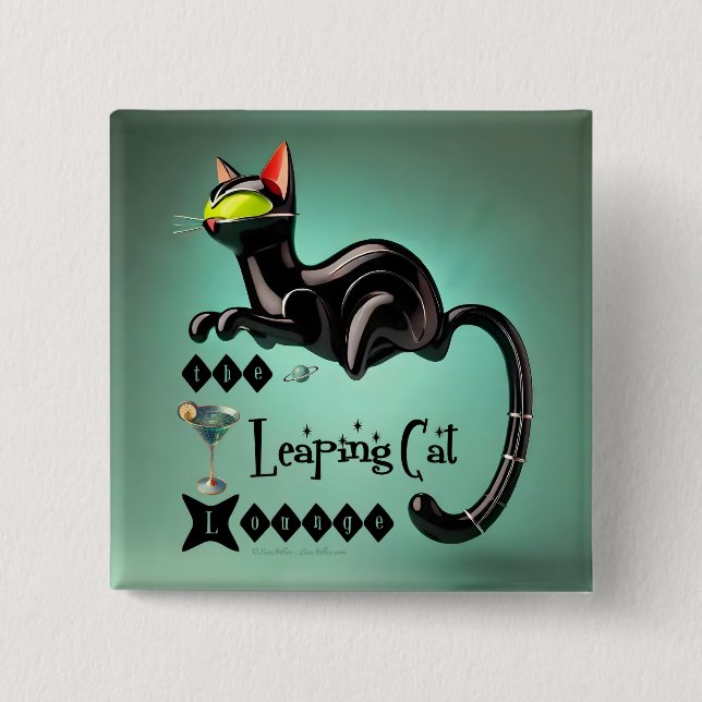 Atomic Futuristic The Leaping Cat Lounge 15 Cm Square Badge (Front)