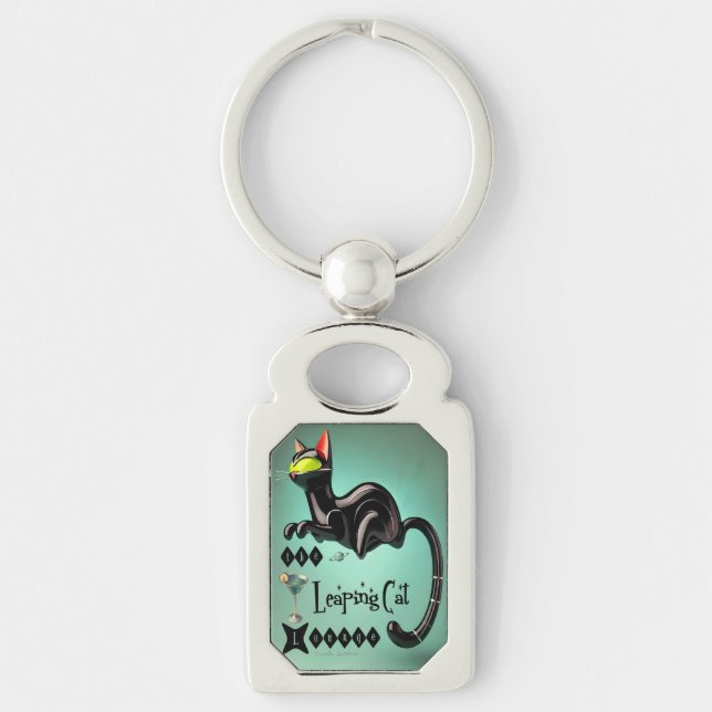 Atomic Futuristic The Leaping Cat Lounge Key Ring (Front)