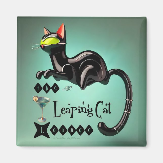 Atomic Futuristic The Leaping Cat Lounge Magnet (Front)