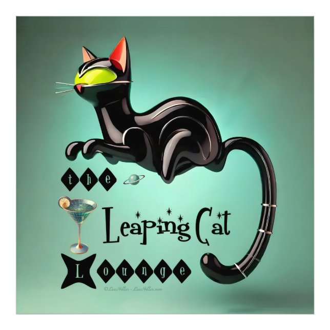 Atomic Futuristic The Leaping Cat Lounge Photo Print (Front)