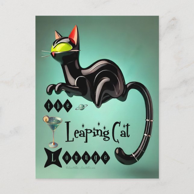 Atomic Futuristic The Leaping Cat Lounge Postcard (Front)