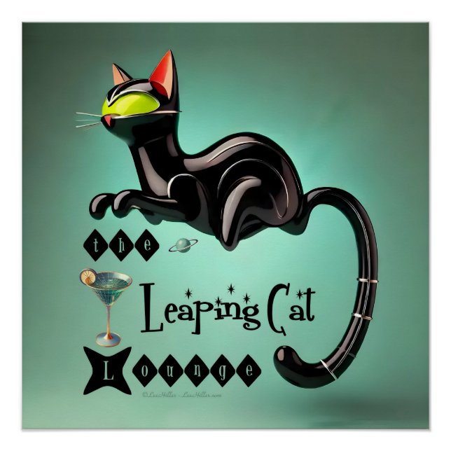 Atomic Futuristic The Leaping Cat Lounge Poster (Front)