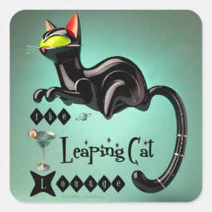 Atomic Futuristic The Leaping Cat Lounge Square Sticker