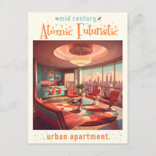 Atomic Futuristic Urban Apartment Postcard
