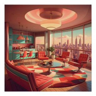 Atomic Futuristic Urban Apartment Poster