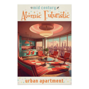 Atomic Futuristic Urban Apartment Poster