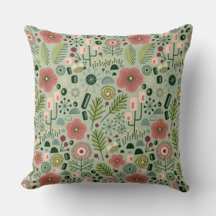 Atomic Garden Floral Throw Pillow
