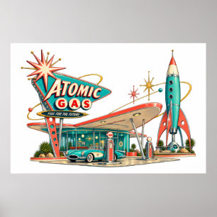 Atomic Gas Retro Wall Art Poster - Fuel For The Fu