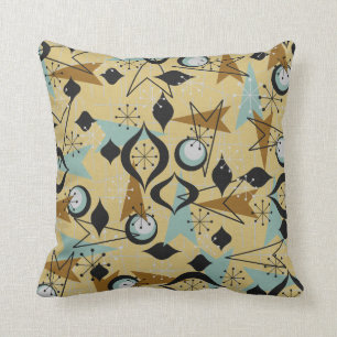 Atomic Gold and Black, Arrows Fifties Throw Pillow