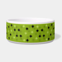 Atomic Green Starbursts Ceramic Dog Bowl