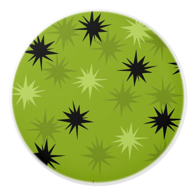 Atomic Green Starbursts Ceramic Knob (Front)