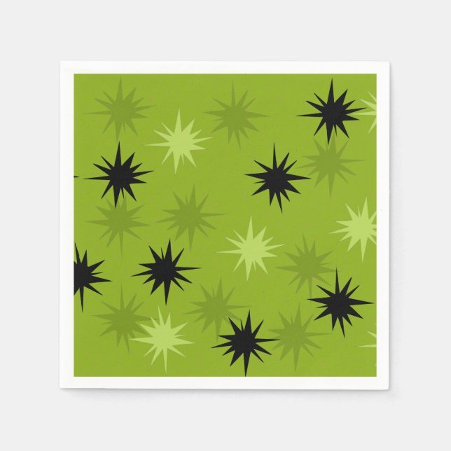Atomic Green Starbursts Paper Cocktail Napkins (Front)