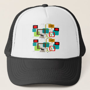 Atomic Inspired Abstract Design Trucker Hat