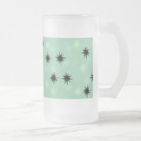 Atomic Jade and Mint Starbursts Frosted Glass Mug