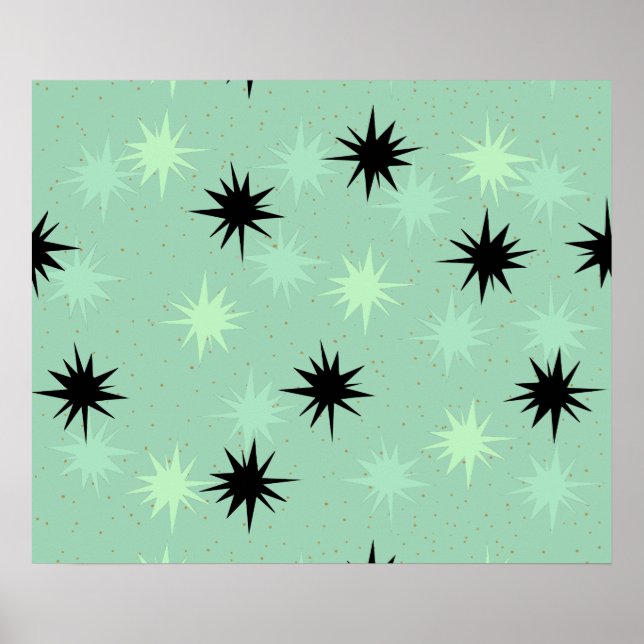 Atomic Jade and Mint Starbursts Poster (Front)
