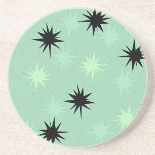 Atomic Jade & Mint Starbursts Sandstone Coaster
