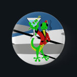 Atomic Lounge Lizard Button<br><div class="desc">50s mod style lounge lizard in smoking jacket and fez holding a three olive martini up and smoking a cigarette.</div>