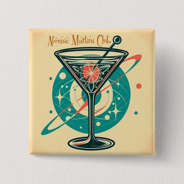 Atomic Martini Club 15 Cm Square Badge (Front)