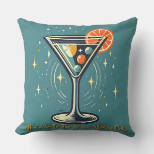 Atomic Martini Club Retro Futuristic Cocktail Cushion