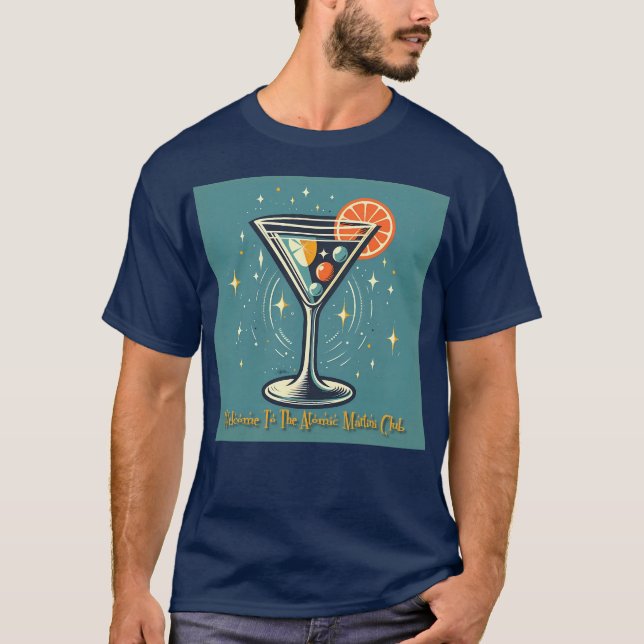 Atomic Martini Club Retro Futuristic Cocktail T-Shirt (Front)