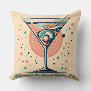Atomic Martini Club Retro Futuristic Space Age Cushion
