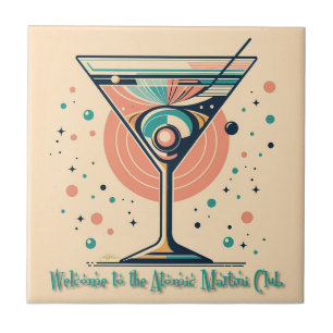 Atomic Martini Club Retro Futuristic Space Age Tile
