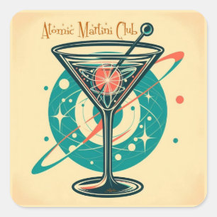 Atomic Martini Club Space Age Square Sticker