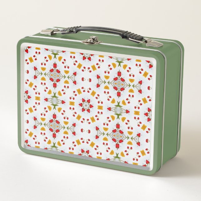 Atomic Mid Century Flower Vintage Metal Lunch Box (Front)
